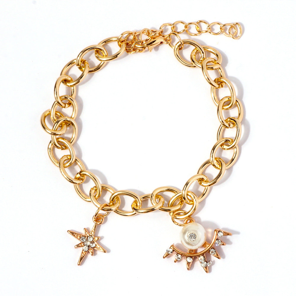 Star Bracelet With Pearl Charm Elegant Alloy Jewelry For Women Gift Starry Style Accessory Timeless Style Gift