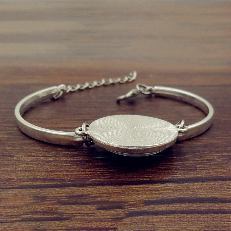 Unisex Galaxy Moon Time Gemstone Bracelet Silver Plated Alloy Bracelet With Glass Inlay Celestial Jewelry Gift