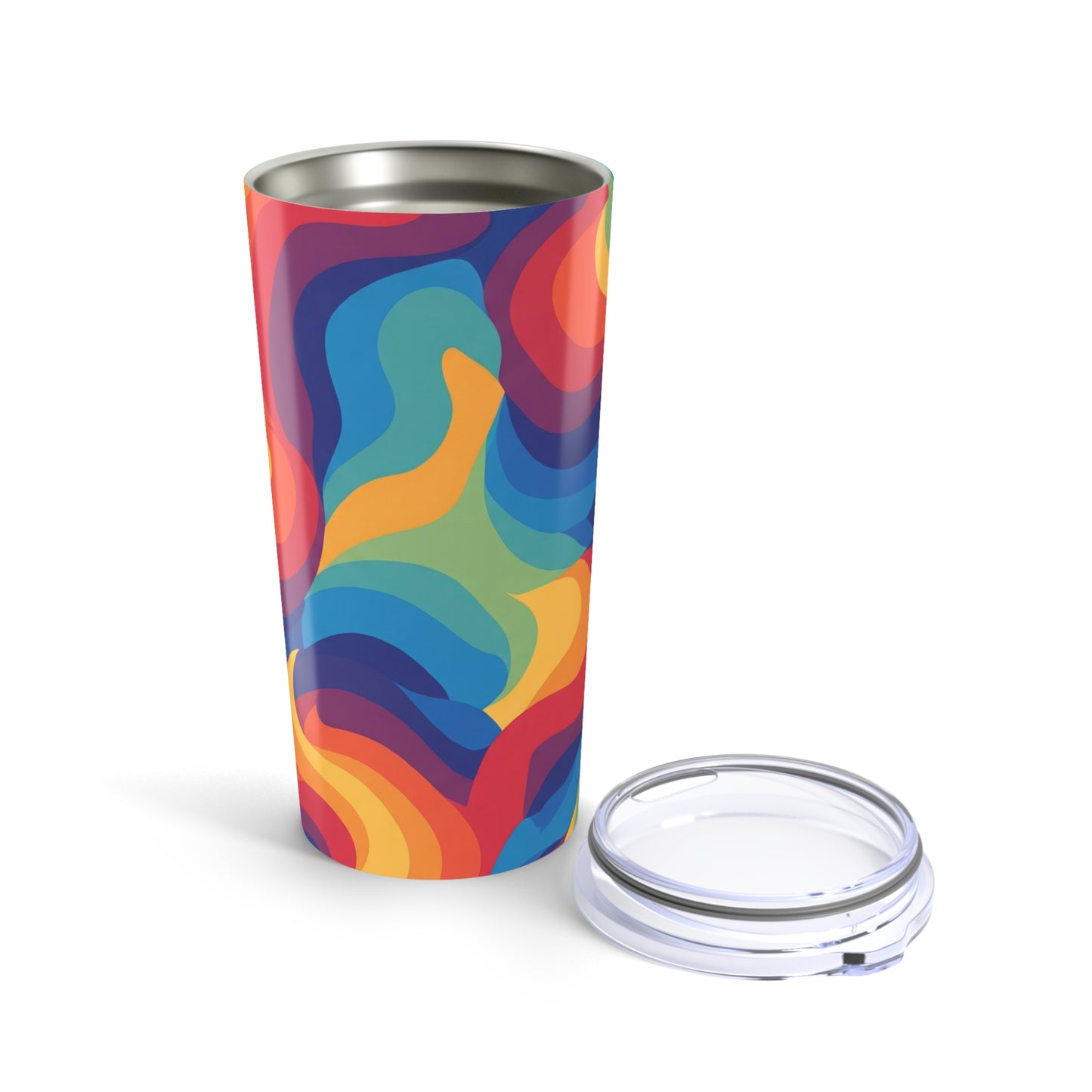 Twenty Ounce Stainless Steel Tumbler With Printed Design Vacuum Insulated Double Wall Travel Mug Spill Resistant