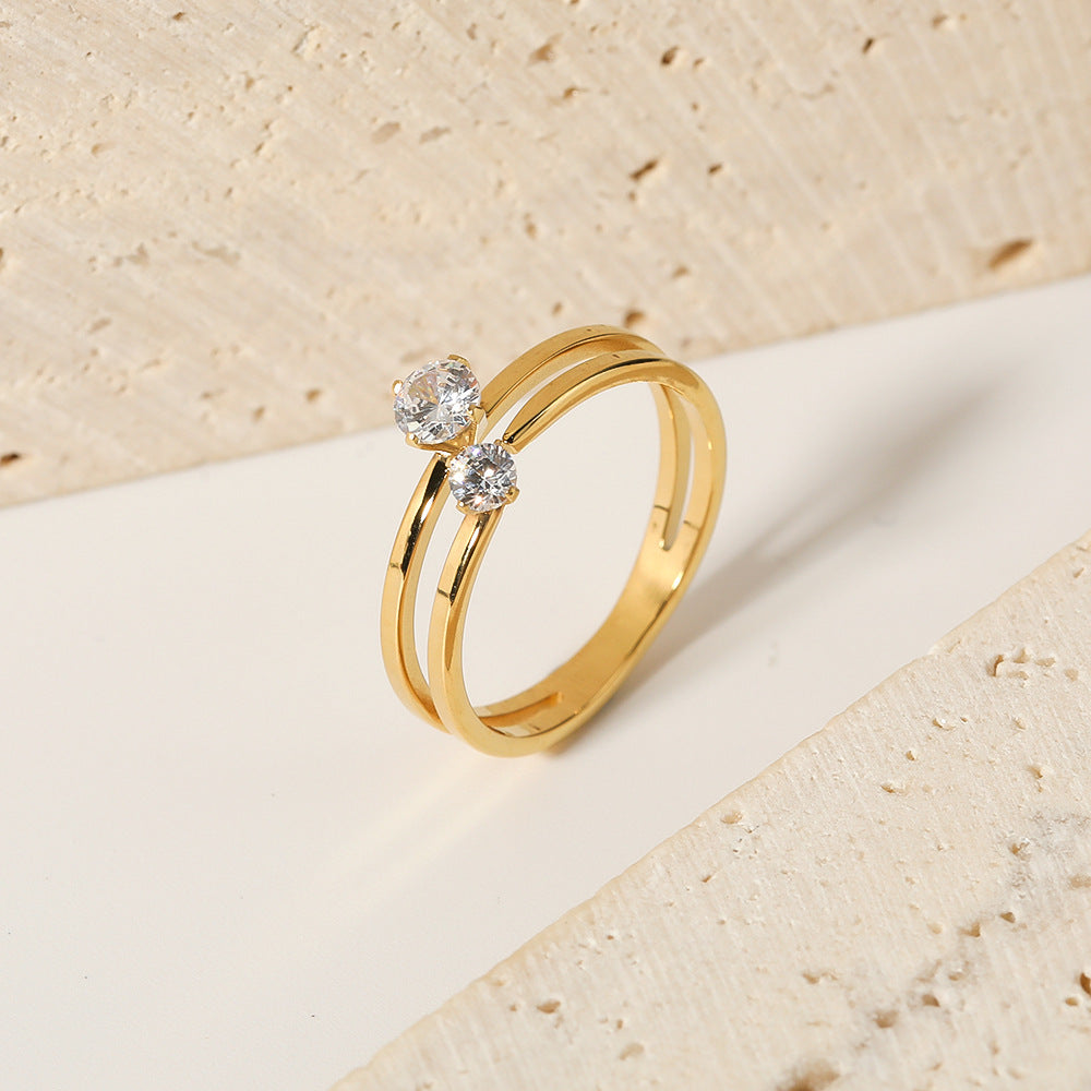 Stainless Steel Ring Gold Electroplated Fashion Jewelry For Women All Match Gifts Size 7 Elegant Everyday Style