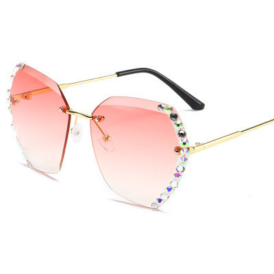 Women Sunglasses Metal Frame HD Lenses Diamond Design UV Protection Sun Shield Designed For Daily Use Cozy Fit