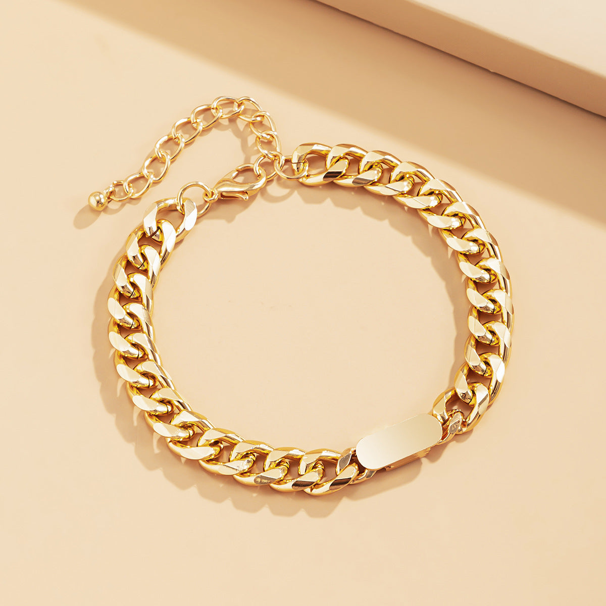 Womens Punk Bracelet Square Buckle Aluminum Alloy Geometric Bangle Retro Ethnic Style Travel Individually Packed