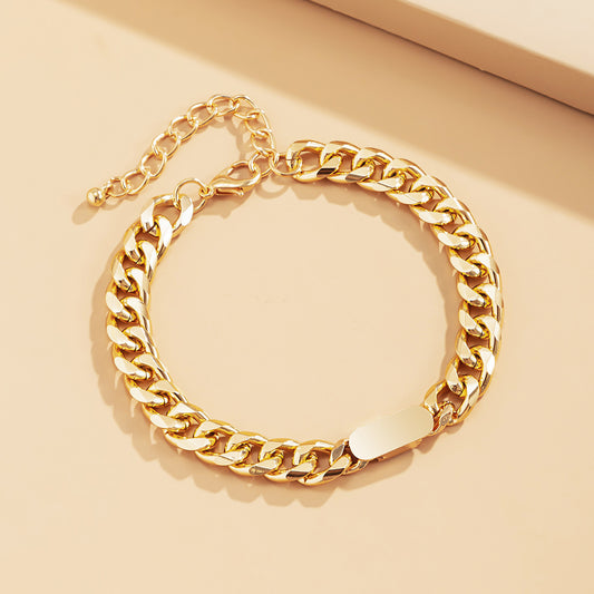 Womens Punk Bracelet Square Buckle Aluminum Alloy Geometric Bangle Retro Ethnic Style Travel Individually Packed