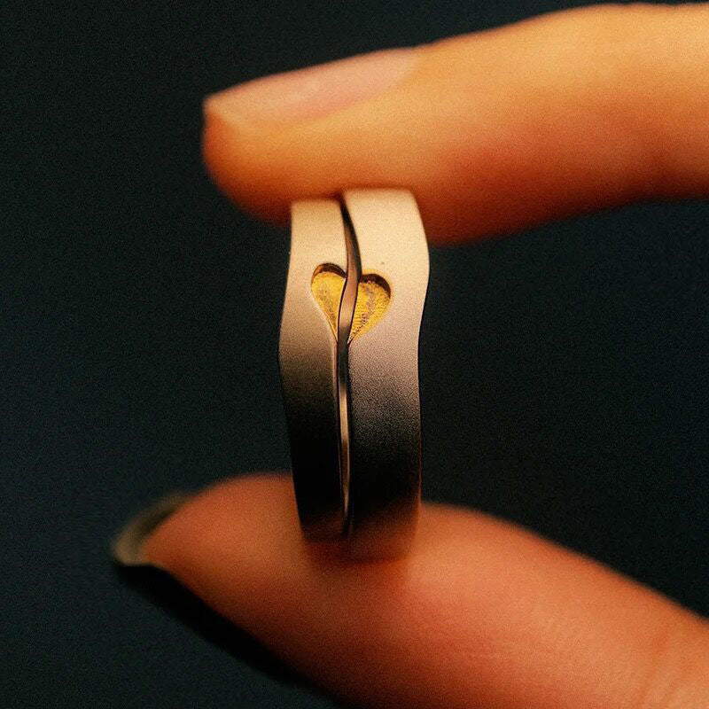 Heart Shaped Couples Rings Copper Electroplated Matching Rings Gifts For Anniversary Birthday Travel Festival Occasions