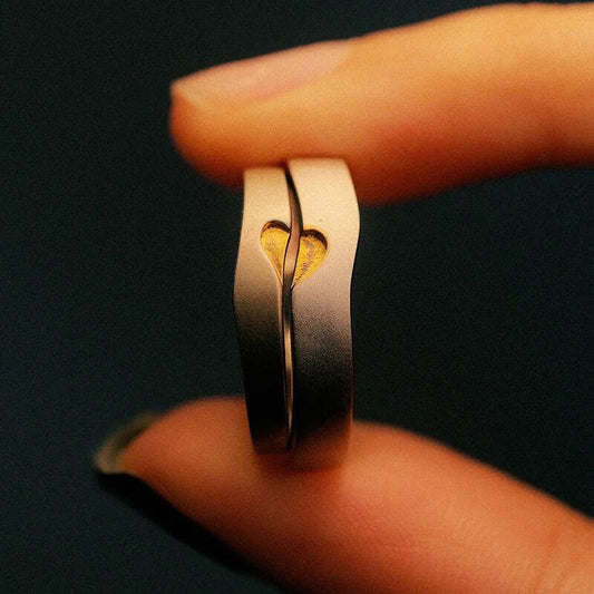 Heart Shaped Couples Rings Copper Electroplated Matching Rings Gifts For Anniversary Birthday Travel Festival Occasions