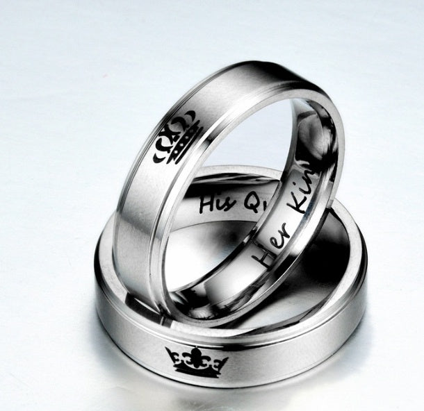 Couple Rings Stainless Steel 6mm Matching Band Ring Polished Finish Vacuum Plated Long Lasting Great Gift Perfect Pair