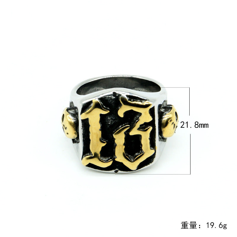 Mens Titanium Steel Skull Ring Vintage Geometric Electroplated Metal Ring Domineering Ghost Head Designer Gift