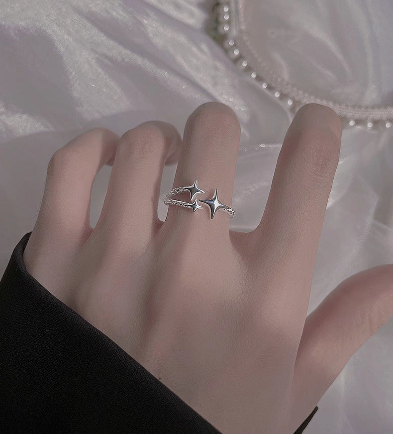 Womens Eight Pointed Star Ring Open Adjustable Alloy Electroplated Jewelry Fashion Accessory For Everyday Look