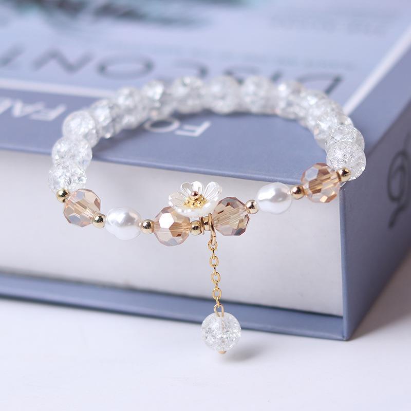 Womens Crystal Flower Bracelet Multicolored Pastel Florals Jewelry Gift for Her and Girls Elegant Floral Crystal Shine