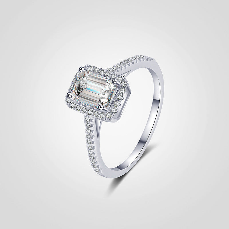 Silver Plated Womens Rectangular Ring With Gold Inlay Wedding And Anniversary Band Sizes 5 6 7 8 Elegant Gift For Her