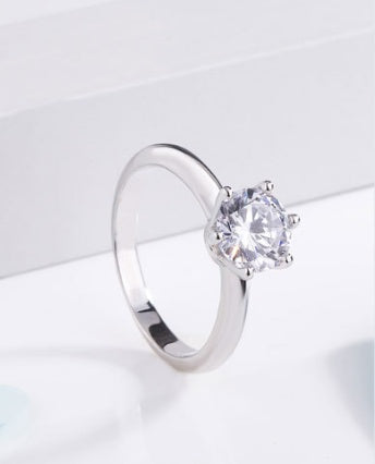 Copper Ring Six Claw Diamond Geometric Lightweight Ring