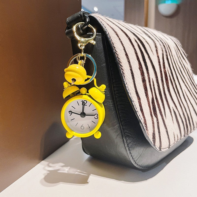 Mini Alarm Clock Keychain Pendant Cute Functional Accessory Zinc Alloy Durable For Handbags And Backpacks Colorful