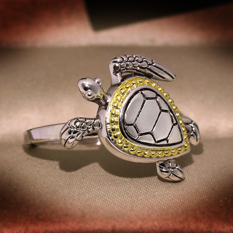 Womens Tortoise Ring With Sapphire Inlaid And Full Diamond Brass Alloy Animal Design For Wedding Engagement Jewelry