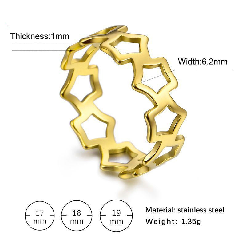 Stainless Steel Star Ring For Women Glossy Jewelry Gift
