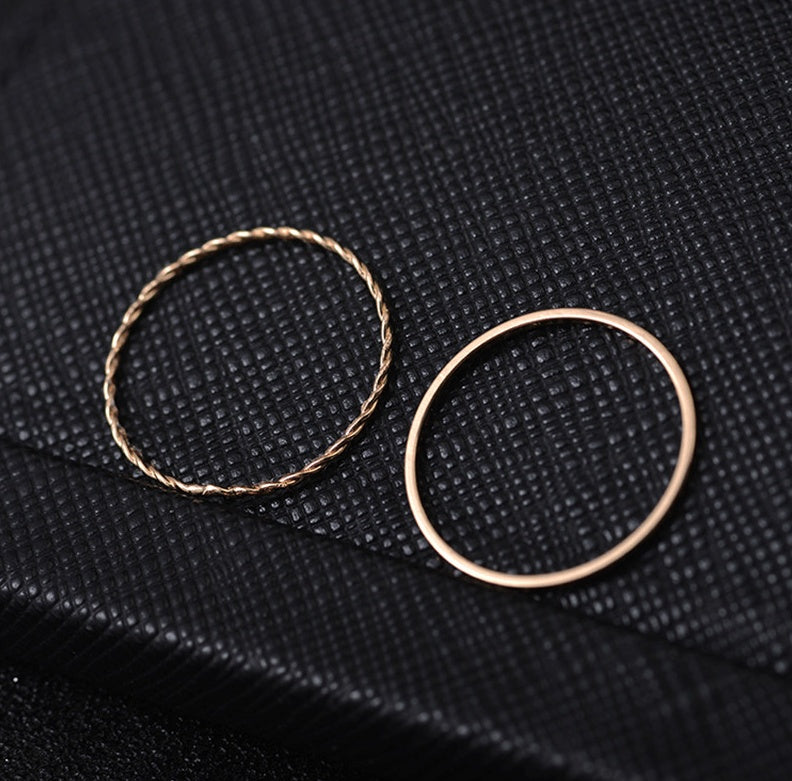 Womens Fashion Rings Set Geometric Twist Electroplated Metal Rings Unique Design Jewelry Gift For Her Two Pack