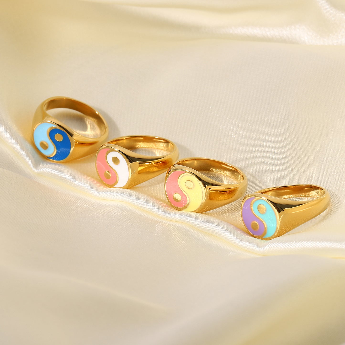 Stainless Steel Yin Yang Ring Unisex Statement Jewelry Gift Geometric Patterned Metal Ring For Everyday Styles