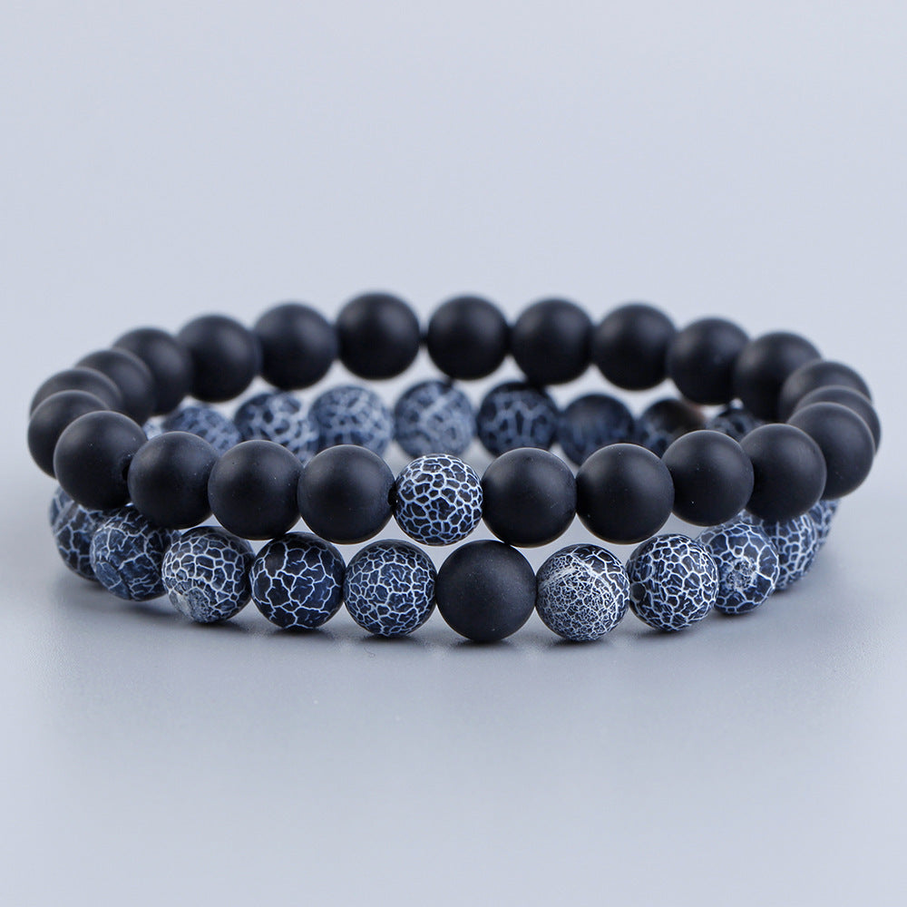 Volcanic Stone Beaded Bracelet Geometric Design 8mm Beads for Men and Women Pine Color Casual Everyday Style Pro