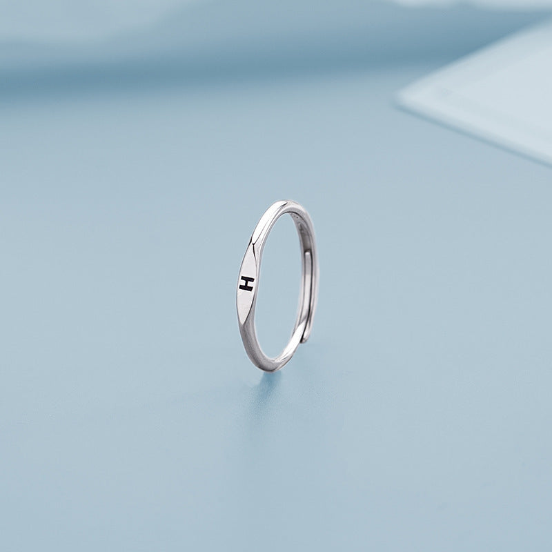 Adjustable Letter Initial Ring For Women Copper Jewelry