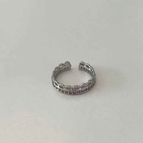 Womens Heart Ring Adjustable Open Design Alloy Band Diamond Inlay For Wedding Anniversary Birthday Gifts Heart