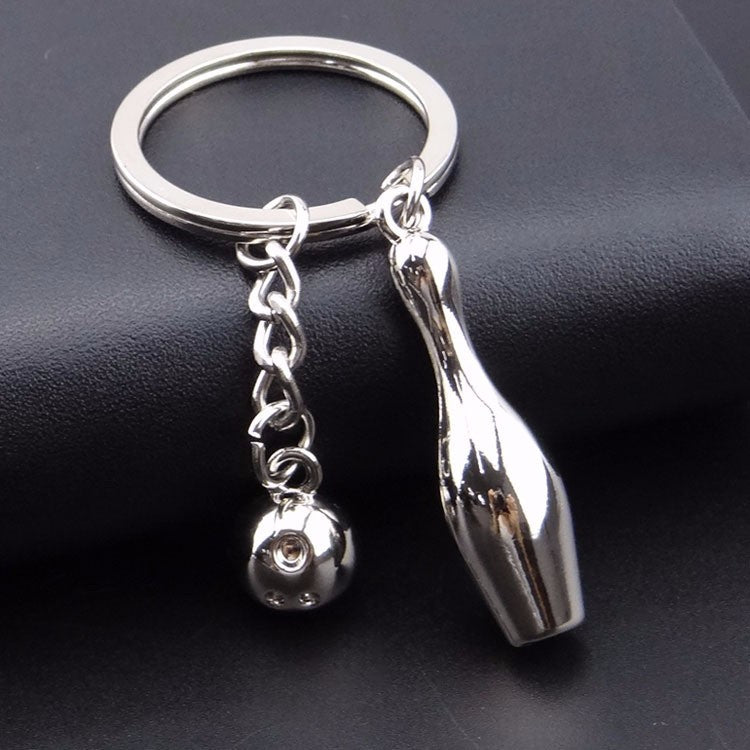 Bowling Keychain Pendant Silver Zinc Alloyed Key Rings Bowling Shape Accessory For Sports Fans And Enthusiasts