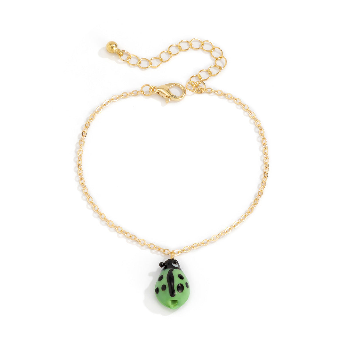 Ladybug Insect Tag Bracelet Individually Packed For Women Copper Clad Iron Glass Electroplated Finish National