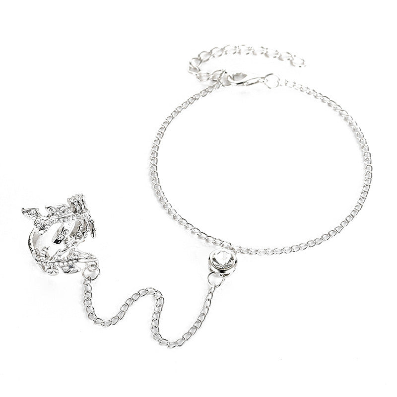 Womens Leaf Bracelet Set Electroplated Alloy European Fashion Jewelry Diamond Accent Elegant Charm Bracelet Chic Style