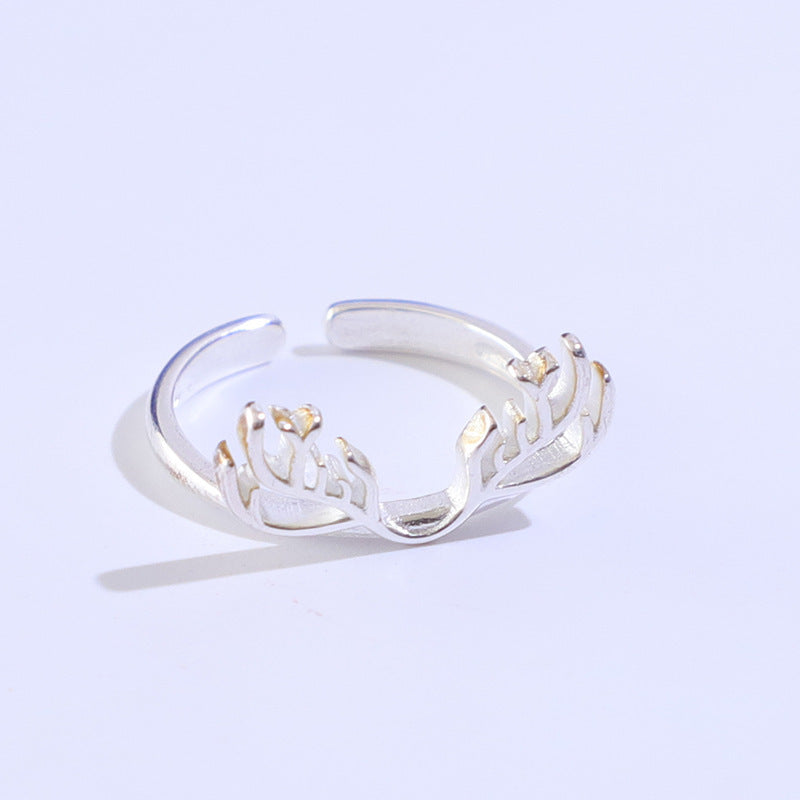 Unisex Animal Antler Ring Gold Plated Silver Jewelry Gift For New Year Festive Occasion Jewelry Accessory Women Men