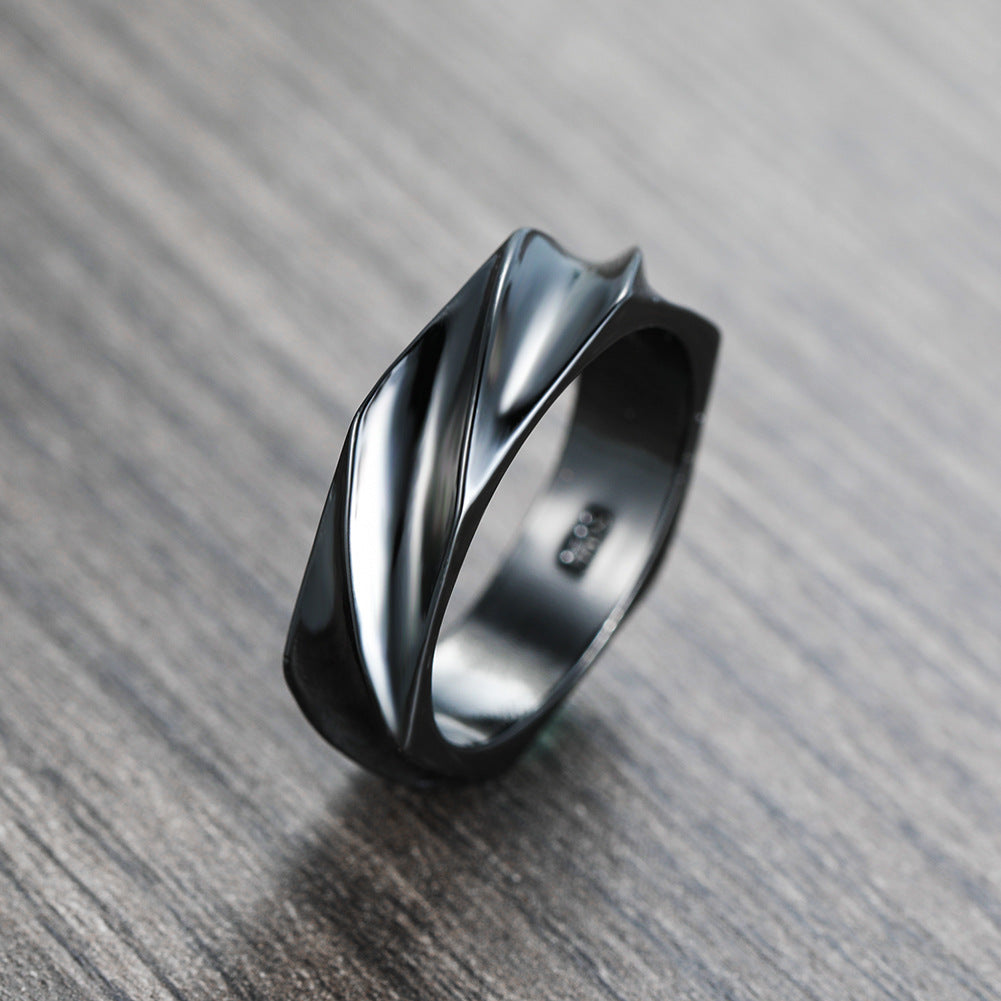 Unisex Vintage Vintage Copper Rings Geometric Design With Electroplated Black Gold Finish Packed Birthday Gift