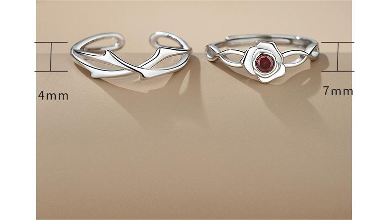 Sterling Silver Couples Rings For Women Geometric Rose Design Lightweight Matching Fashion Jewelry For Couples