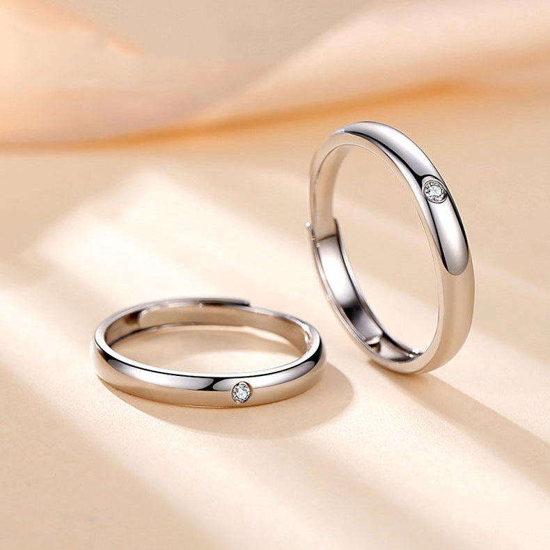 Sterling Silver U Shaped Adjustable Couple Rings His And Hers Promise Jewelry Matching For Couples Anniversary