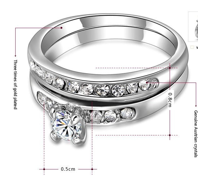 Silver Tone Ring Sets For Women Diamond Cubic Zirconia Bridal Engagement Wedding Bands Jewelry Sparkle Shine X