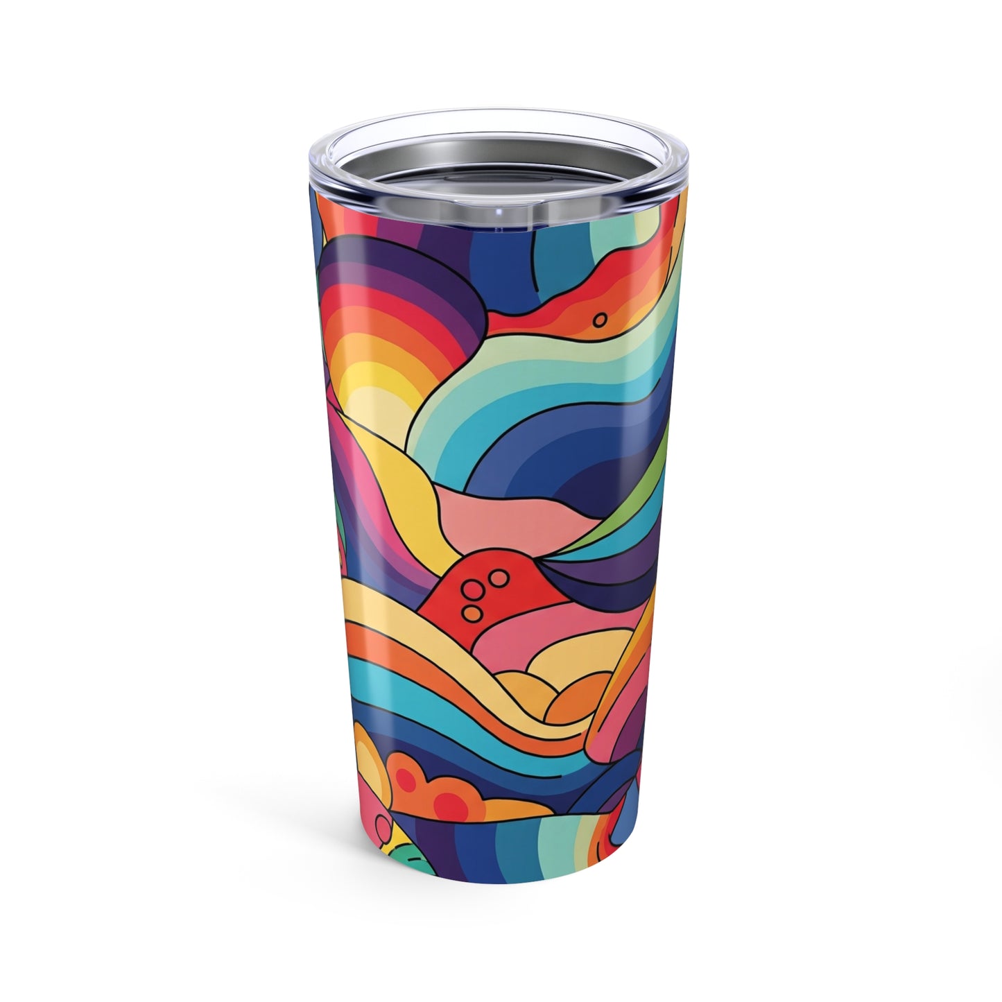 20 oz Stainless Steel Printed Coffee Cup Double Wall Vacuum Insulated Leak Proof BPA Free For Hot Cold Beverages