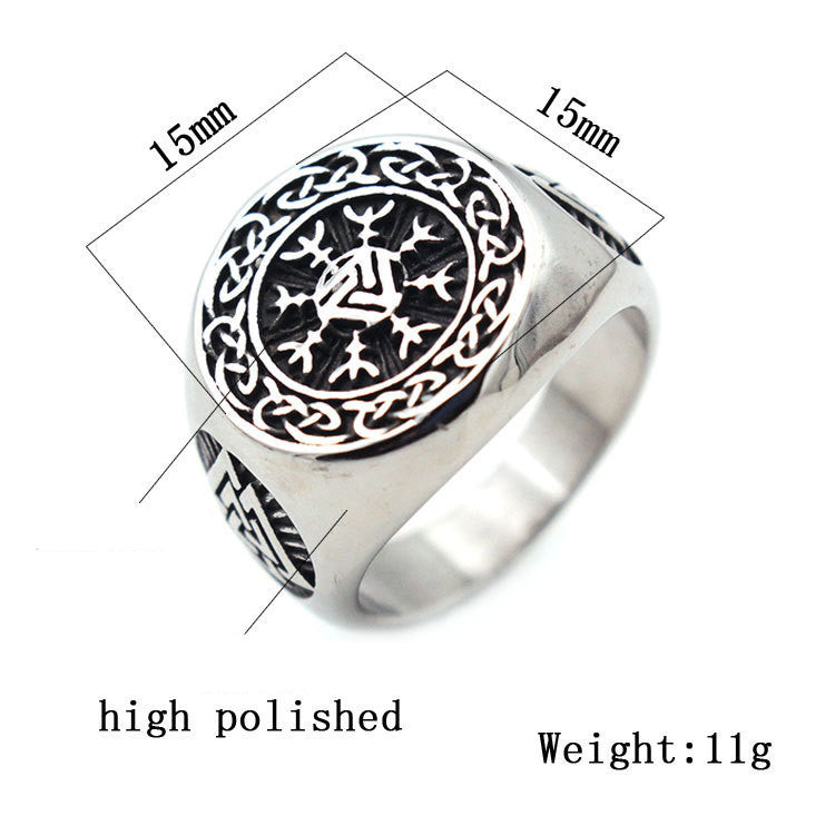 Viking Round Harpoon Stainless Steel Ring