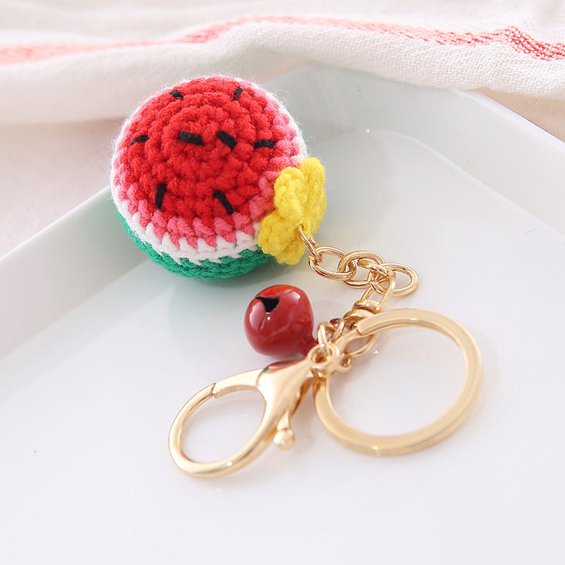Fruit Keychain Cute Creative Key Chain With Plastic Design Fun Accessory For Keys Bags Peach Pendant Wool Ball