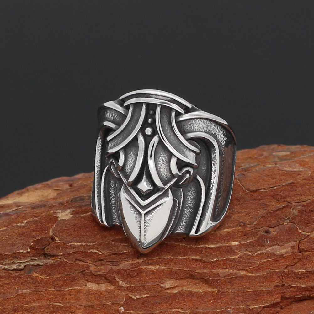 Stainless Steel Viking Ring Celtic Wolf Ring Pirate Odin Raven Ring Titanium Steel Ring for Men and Women Fashion Jewelry