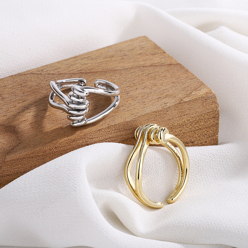 Adjustable Copper Ring Geometric Electroplated For Women Spring Fashion Jewelry High End Temperament For Women Everyday