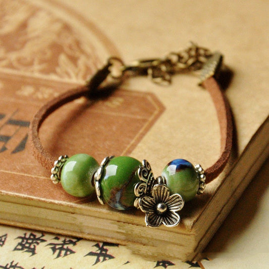 Women Geometric Ceramic Bead Bracelet Handmade Jewelry Gift