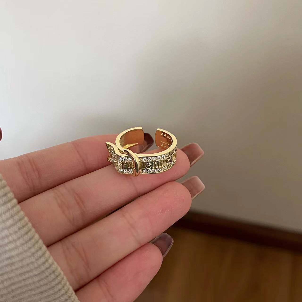 Double Layer Ring Geometric Copper Ring Opal Inlay Gold Plating Exquisite Design Fashion Jewelry Chic Ring Now
