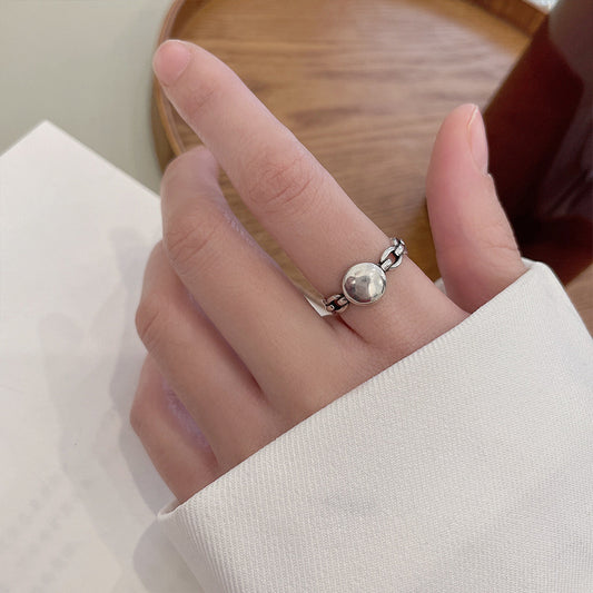 Geometric Adjustable Silver Ring for Women Simple Design Fashion Jewelry Gift for Her Does Not Fade High Shine