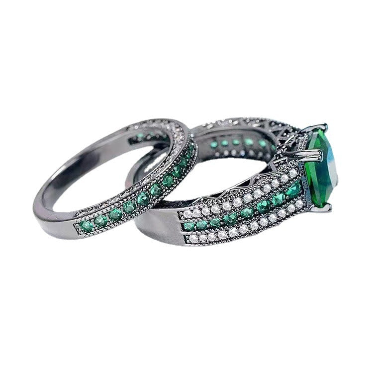 Womens Couple Ring Set Engagement Promise Rings Durable Alloy Geometric Design Electroplated Fashion Jewelry Elegant