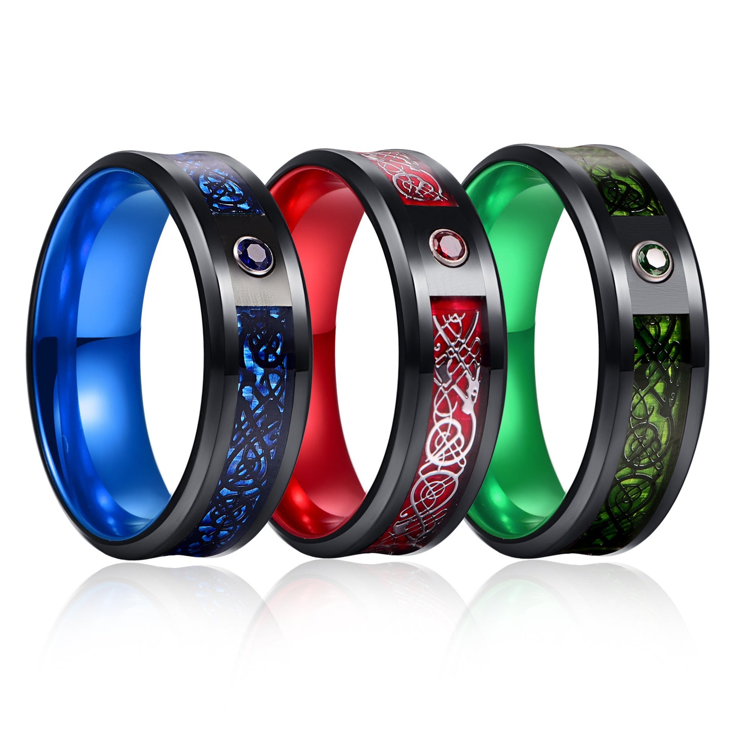 Unisex Luminous Ring In Red Purple Green Blue Tungsten Stainless Steel Jewelry With Durable Night Glow For Daily Use