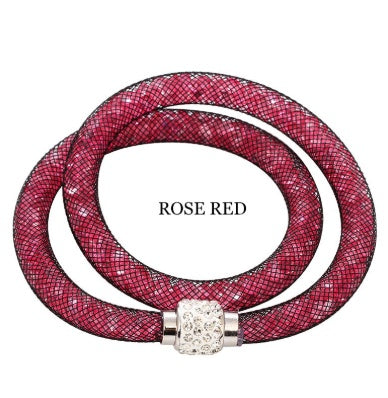 Womens Crystal Mesh Bracelet Sparkling Diamond Cut Alloy Bracelet Elegant Fashionable Jewelry Bracelet Special