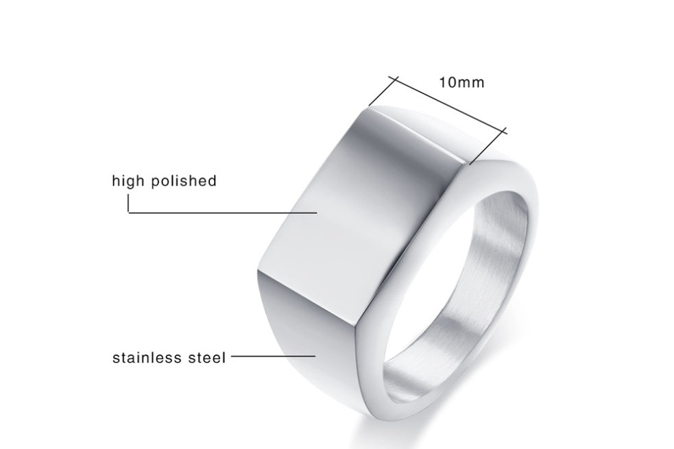 Men's Titanium Steel Ring Geometric Electroplated Rectangular Glossy Band Gift For Him Retro Jewelry Minimalist