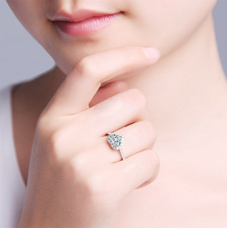 Heart Shaped Zircon Ring With Rose Gold Plating Copper Base Elegant Dainty Engagement Wedding Gift Jewelry For Her