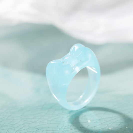 Womens Butterfly Resin Rings Personalized Jelly Color Bowknots Rings Retro Geometric Fashion Design Cute Women