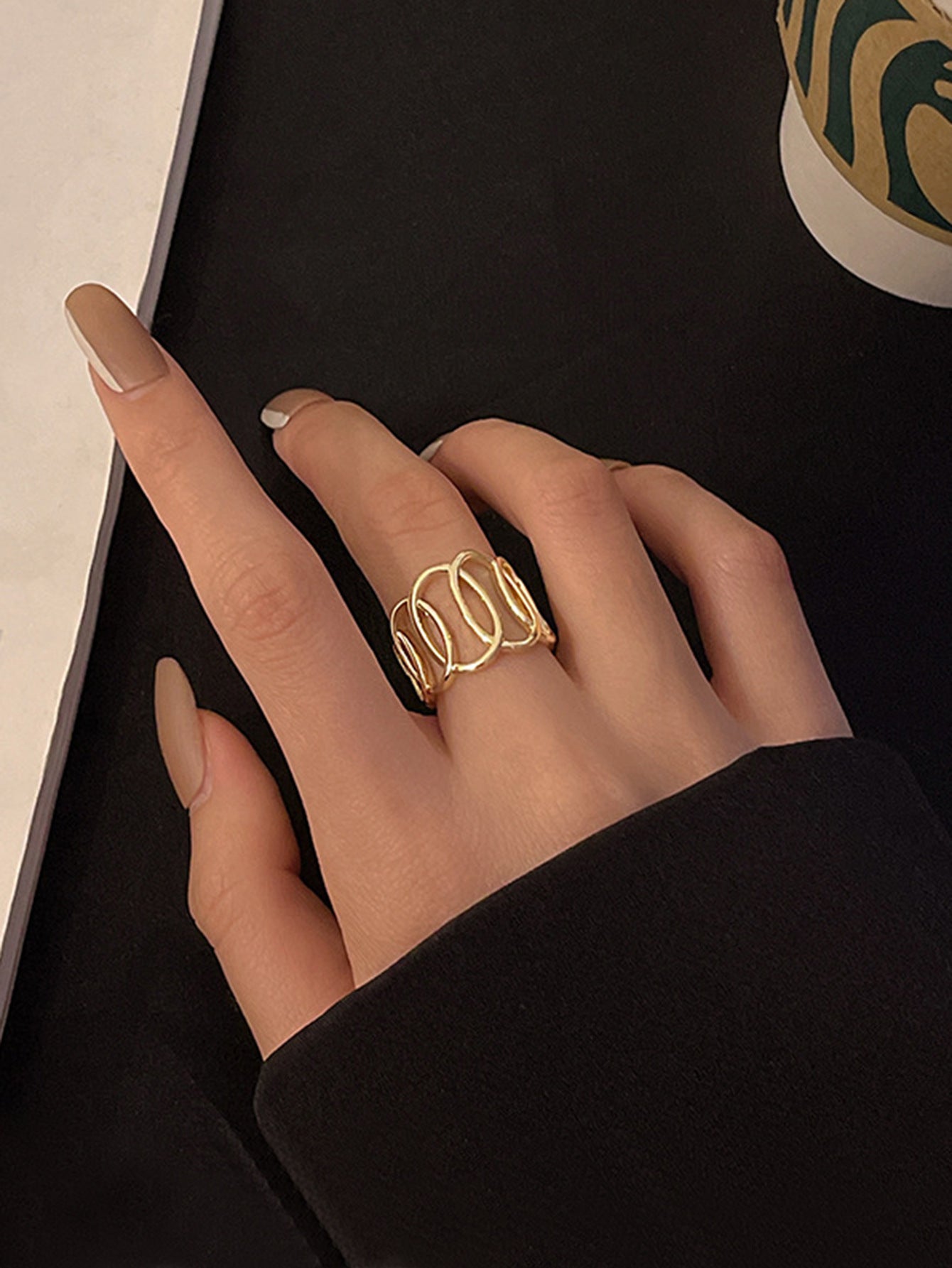 Geometric Rings Set Resin Alloy Electroplated Jewelry For Women Creative Gift Simple Style Casual Elegant Look