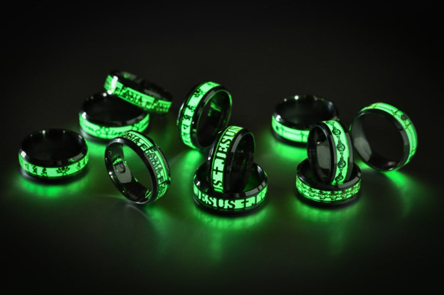 Stainless Steel Glow In The Dark Musical Notation Ring For Men Luminous Score Design Band Statement Ring Gifts