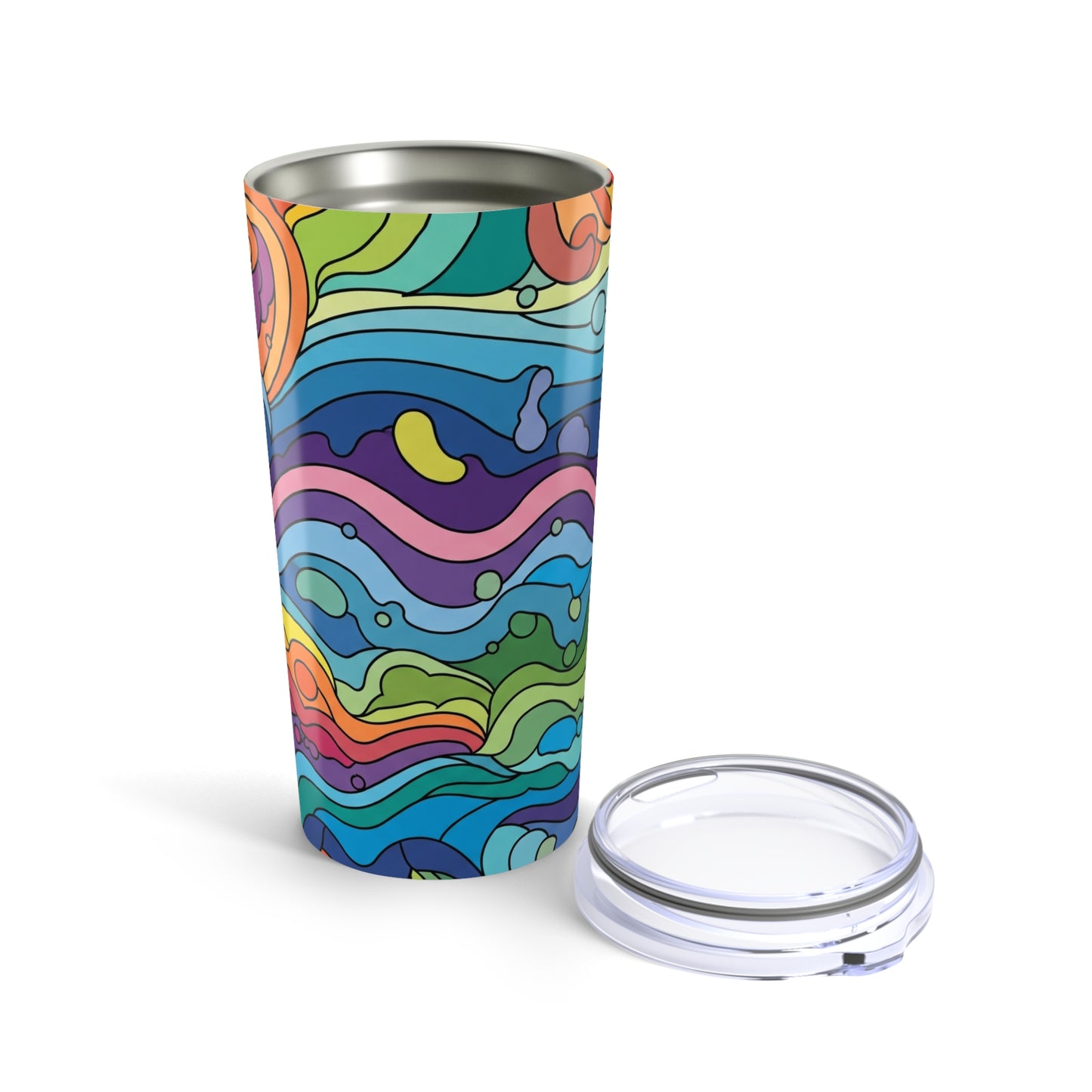 20Oz Stainless Steel Tumbler With Double Wall Vacuum Insulation Spill Resistant Durable Printed Design For