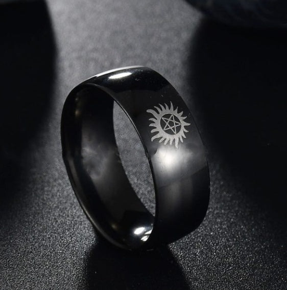 Unisex Stainless Steel Ring 8mm Width Everyday Wear Wedding Band Black Steel Gold Color Sizes 6 7 8 9 10 11 12