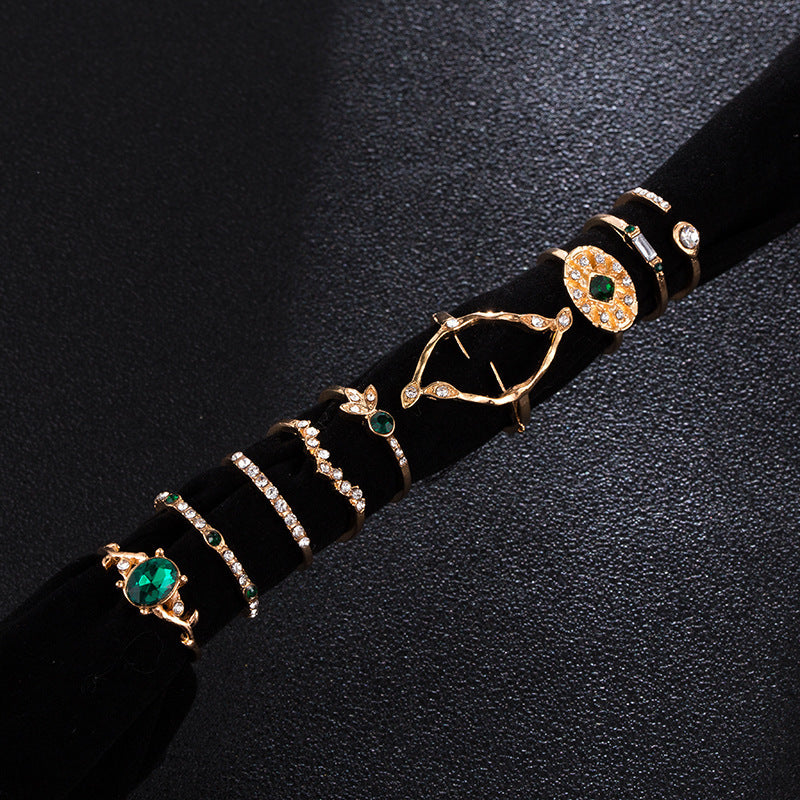 Electroplated Alloy Fashion Ring Set 9 Piece For Women And Girls Trendy Stackable Rings For Everyday Wear Gift Set